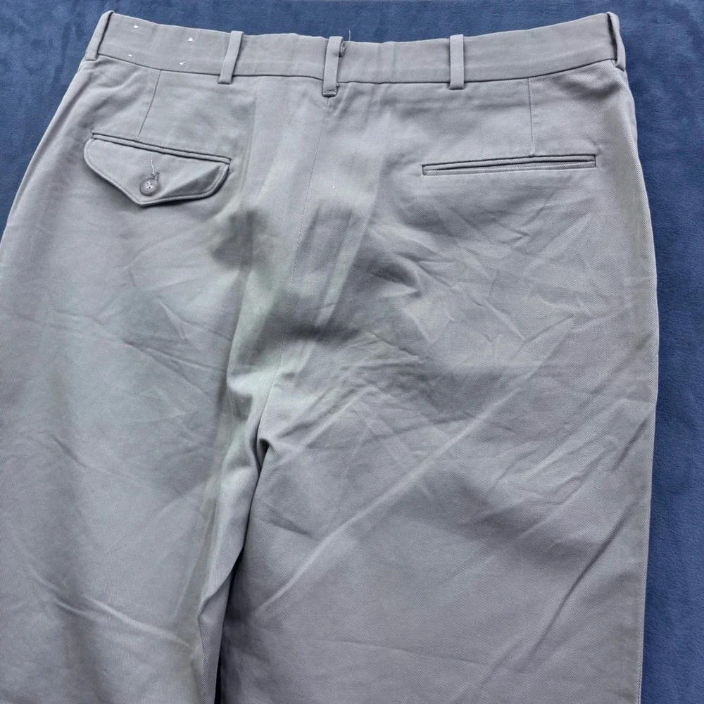 Vtg Khaki Chinos Straight Leg Cotton Twill Paul Stuart Trousers Tan 36x30